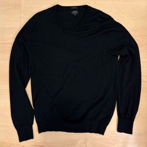J CREW *100% Merino Wool* V Neck Sweater BLACK Slim Medium